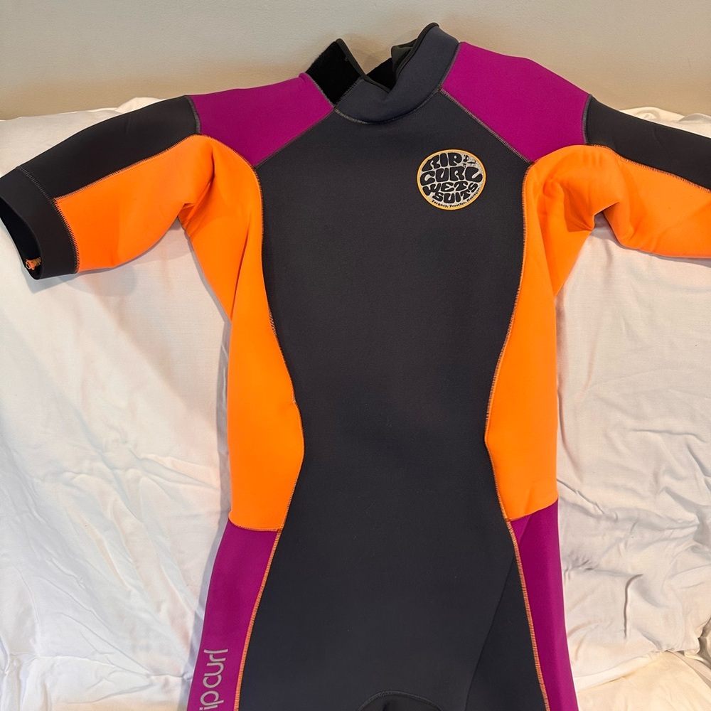 Rip Curl Orange and Purple Rashguard Swimwear- short sleeve /shorts